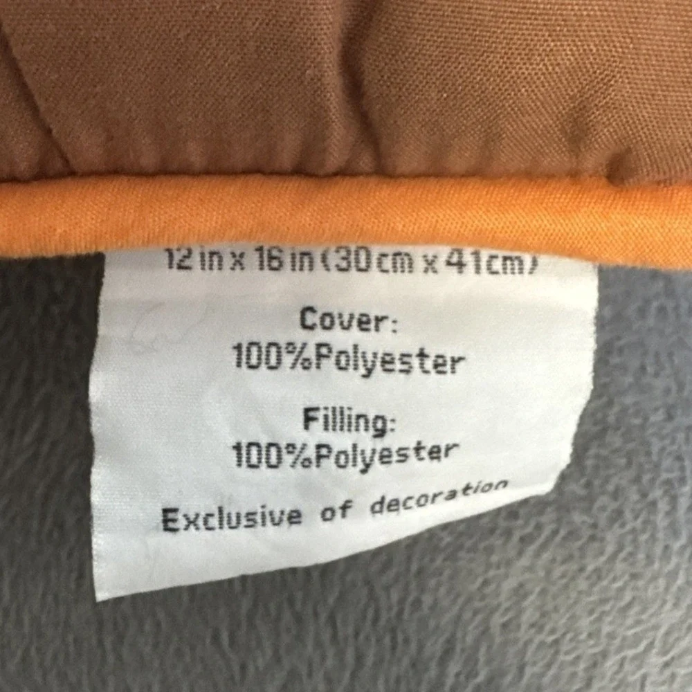 Brown Embroidered Decorative Throw Pillow Orange Gold Medallion 12x16 RN 91519